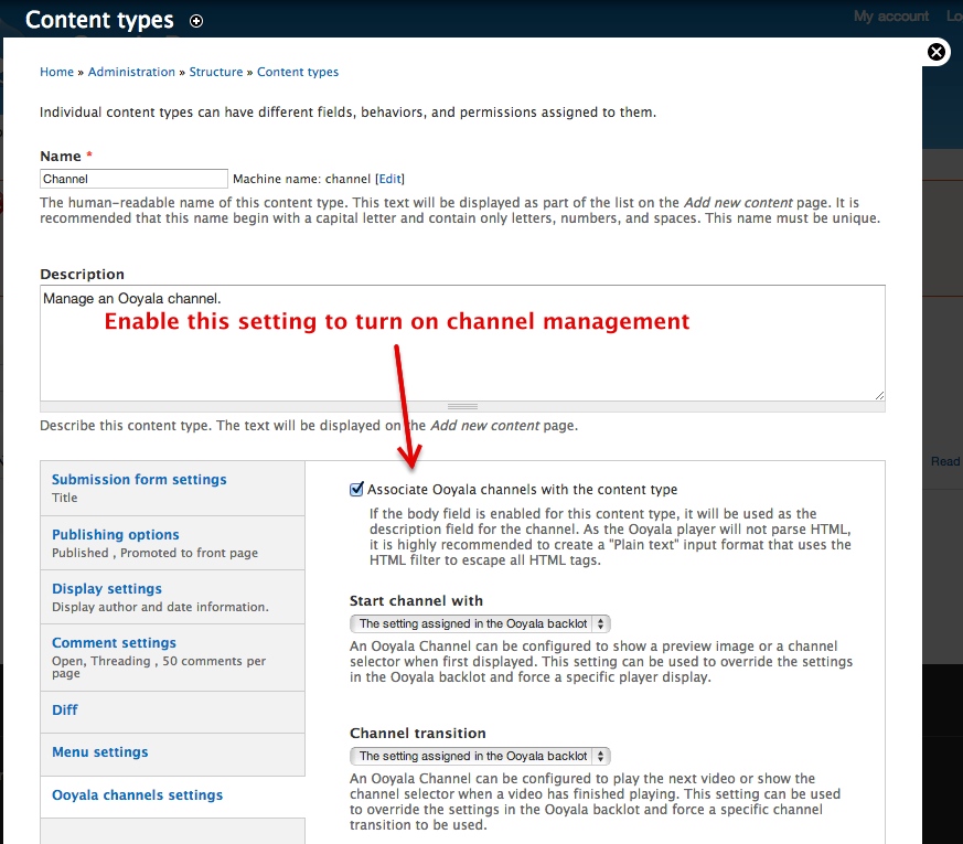 Ooyala channels content type form